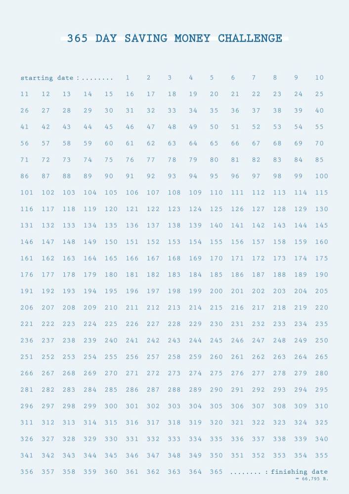 365 money saving calendar